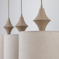 Pendant light 3xE27 – linear, sand beige, fabric shades - Image 4