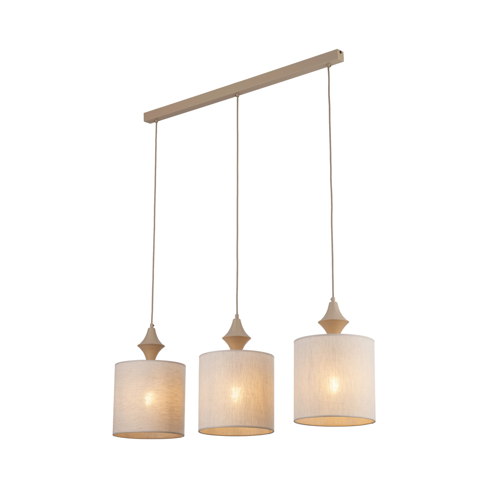 Pendant light 3xE27 – linear, sand beige, fabric shades