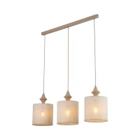 Pendant light 3xE27 – linear, sand beige, fabric shades - Image 8