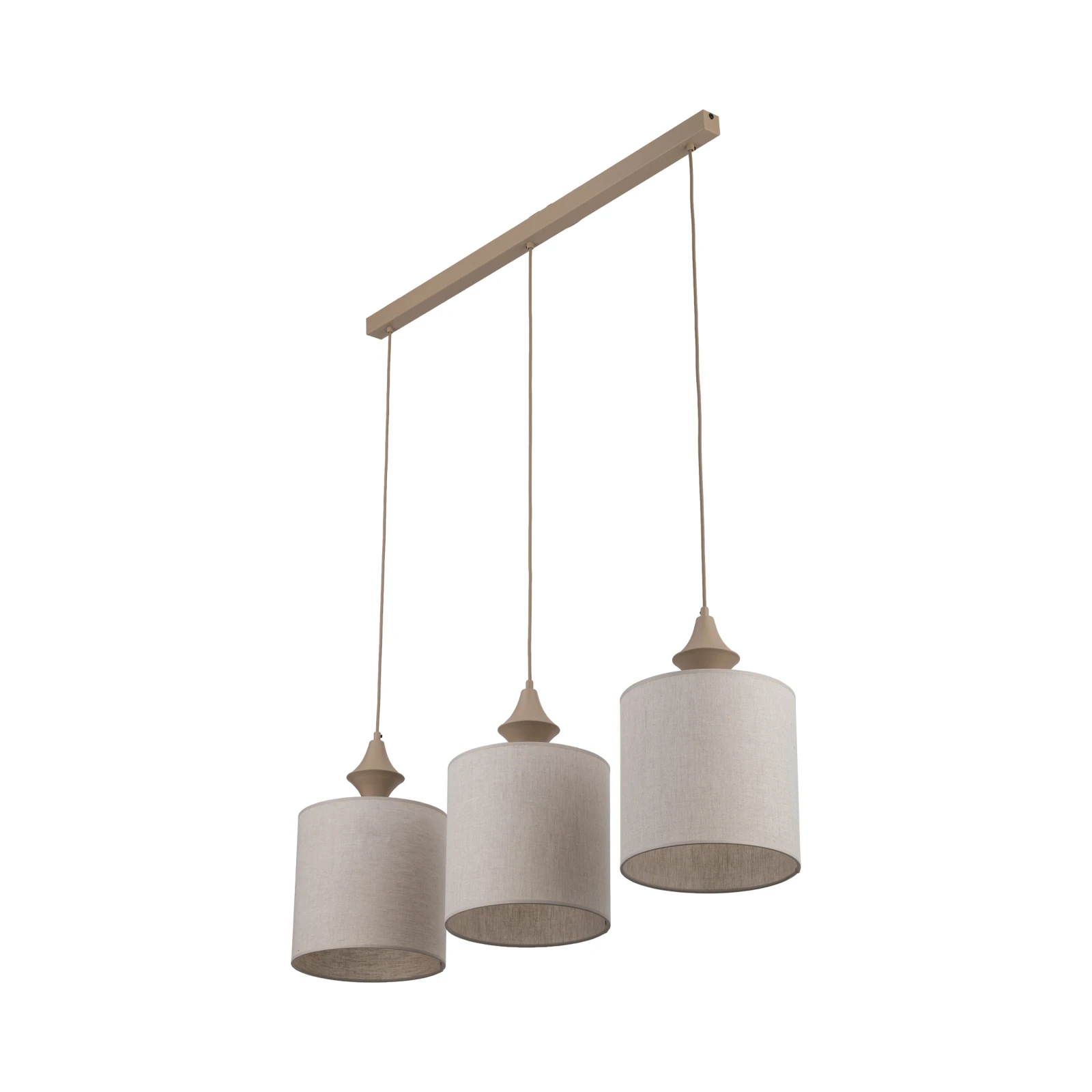 Pendant light 3xE27 – linear, sand beige, fabric shades