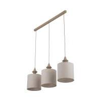 Pendant light 3xE27 – linear, sand beige, fabric shades - Image 9