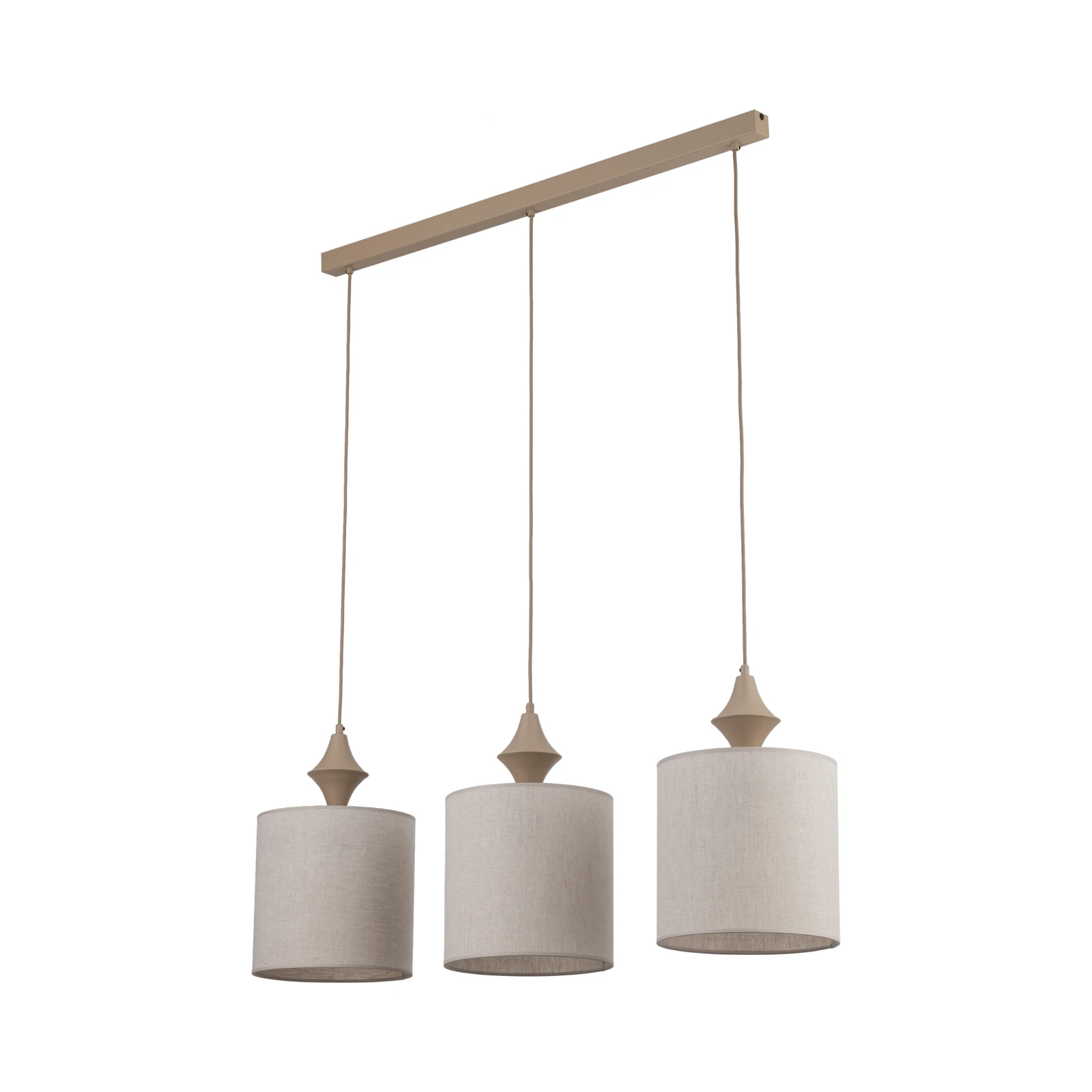 Pendant light 3xE27 – linear, sand beige, fabric shades