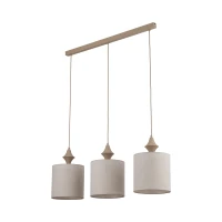 Pendant light 3xE27 – linear, sand beige, fabric shades - Image 2