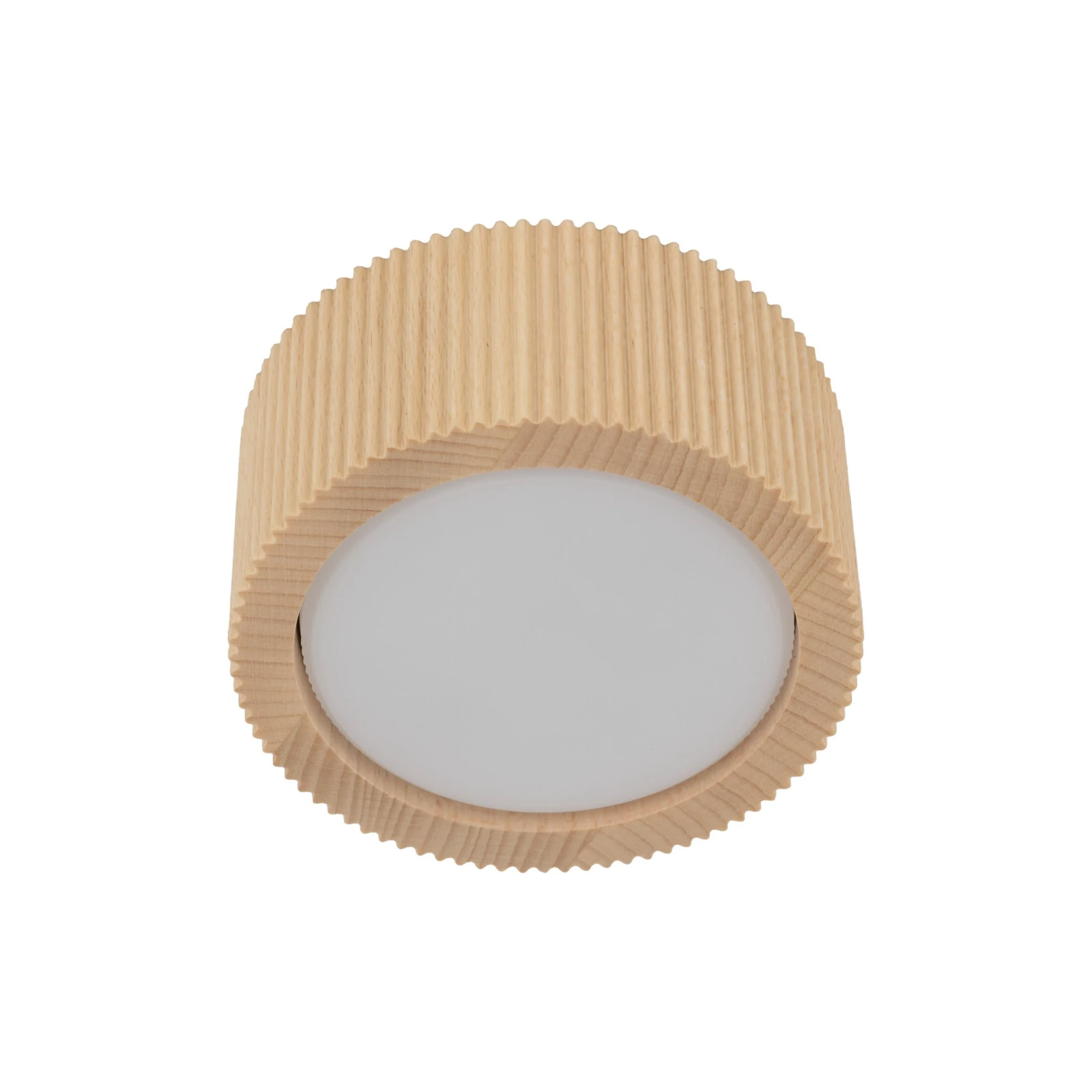 Ceiling light GX53 – cylindrical, beech wood, grooved body