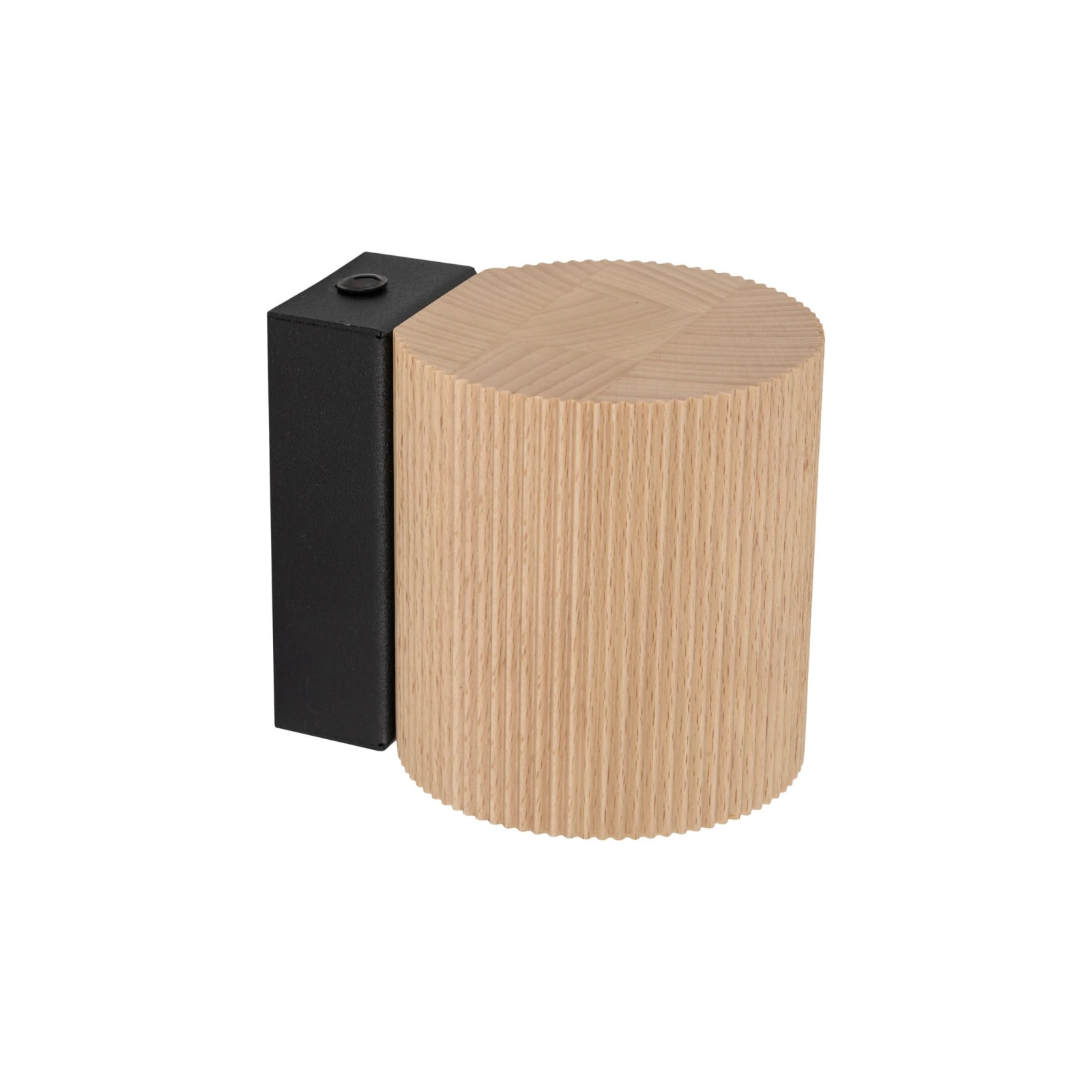 GU10 wall light – ribbed wood cylinder, black bracket