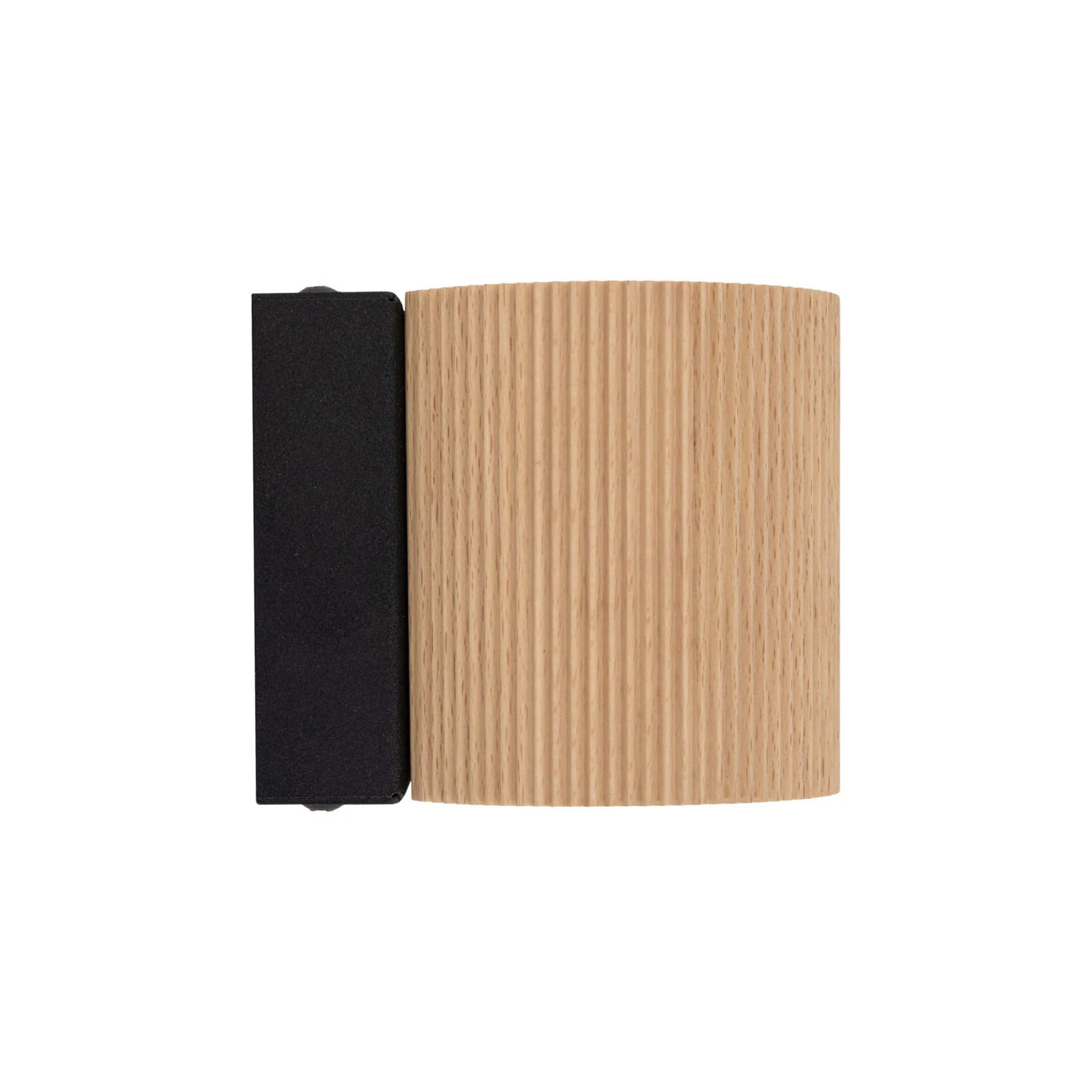 GU10 wall light – ribbed wood cylinder, black bracket