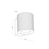 GU10 wall light – ribbed wood cylinder, black bracket - Image 8