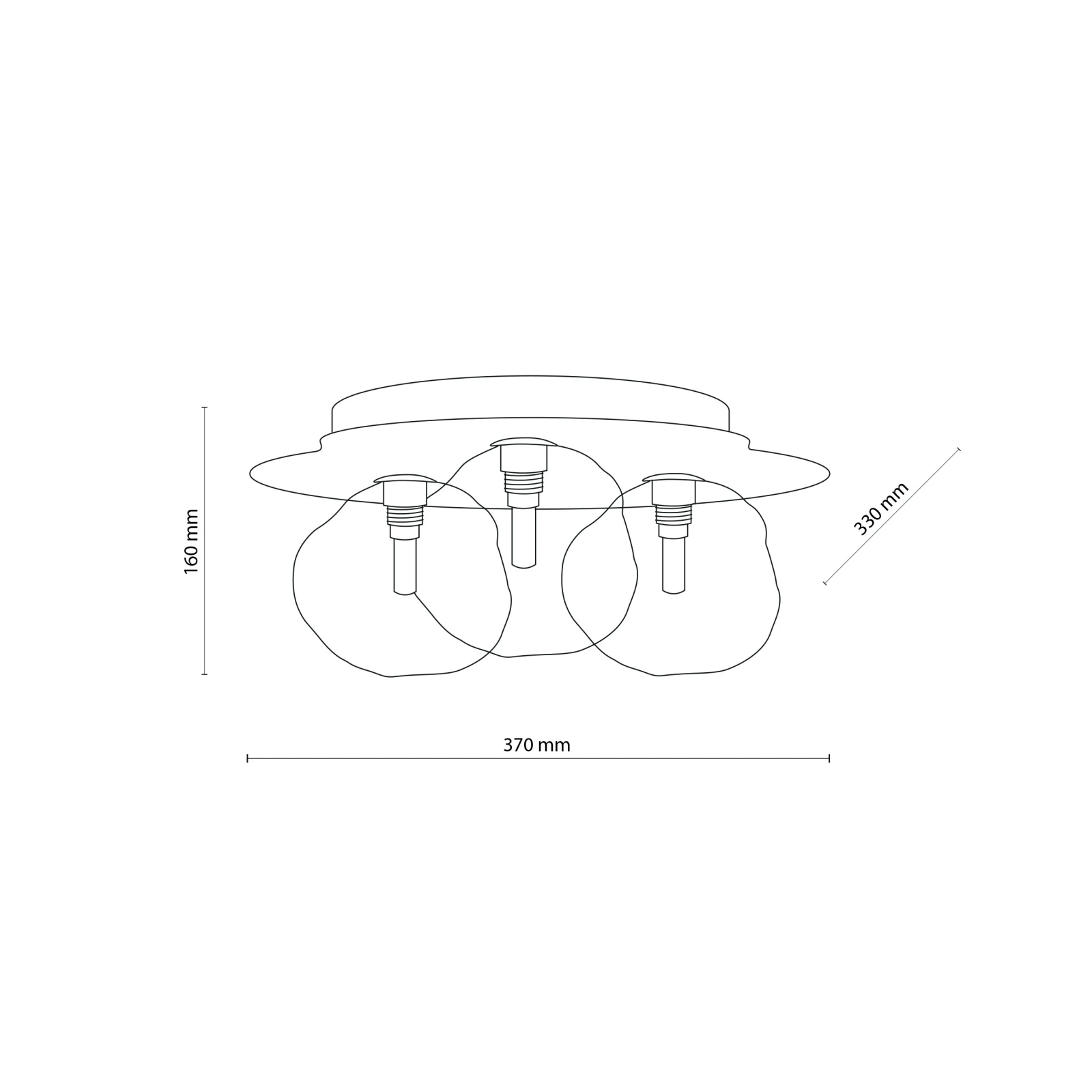 Ceiling light 3xG9 – LAVA, brown, glass shades