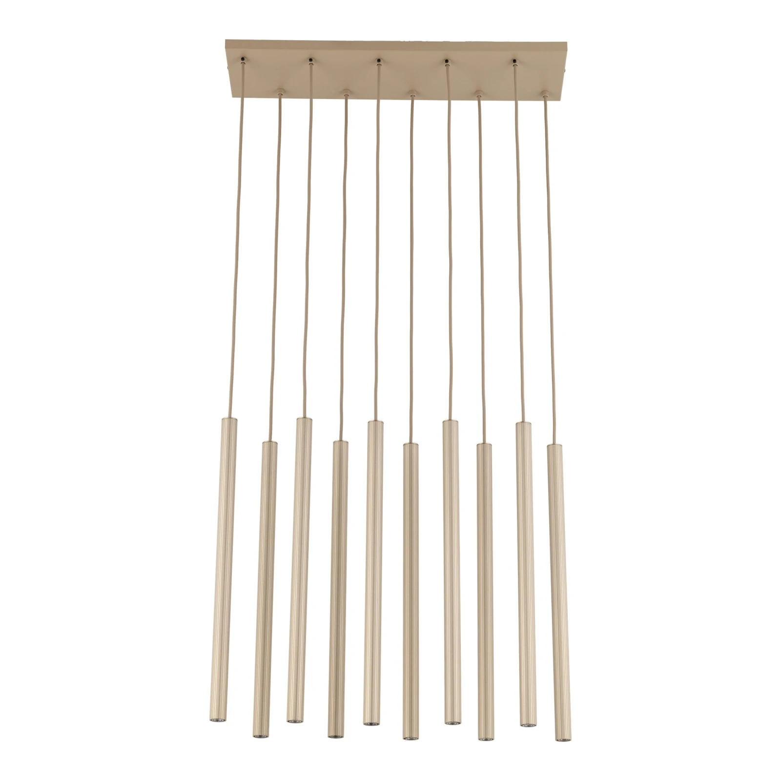 Pendant light 10xG9 – linear, champagne, ribbed