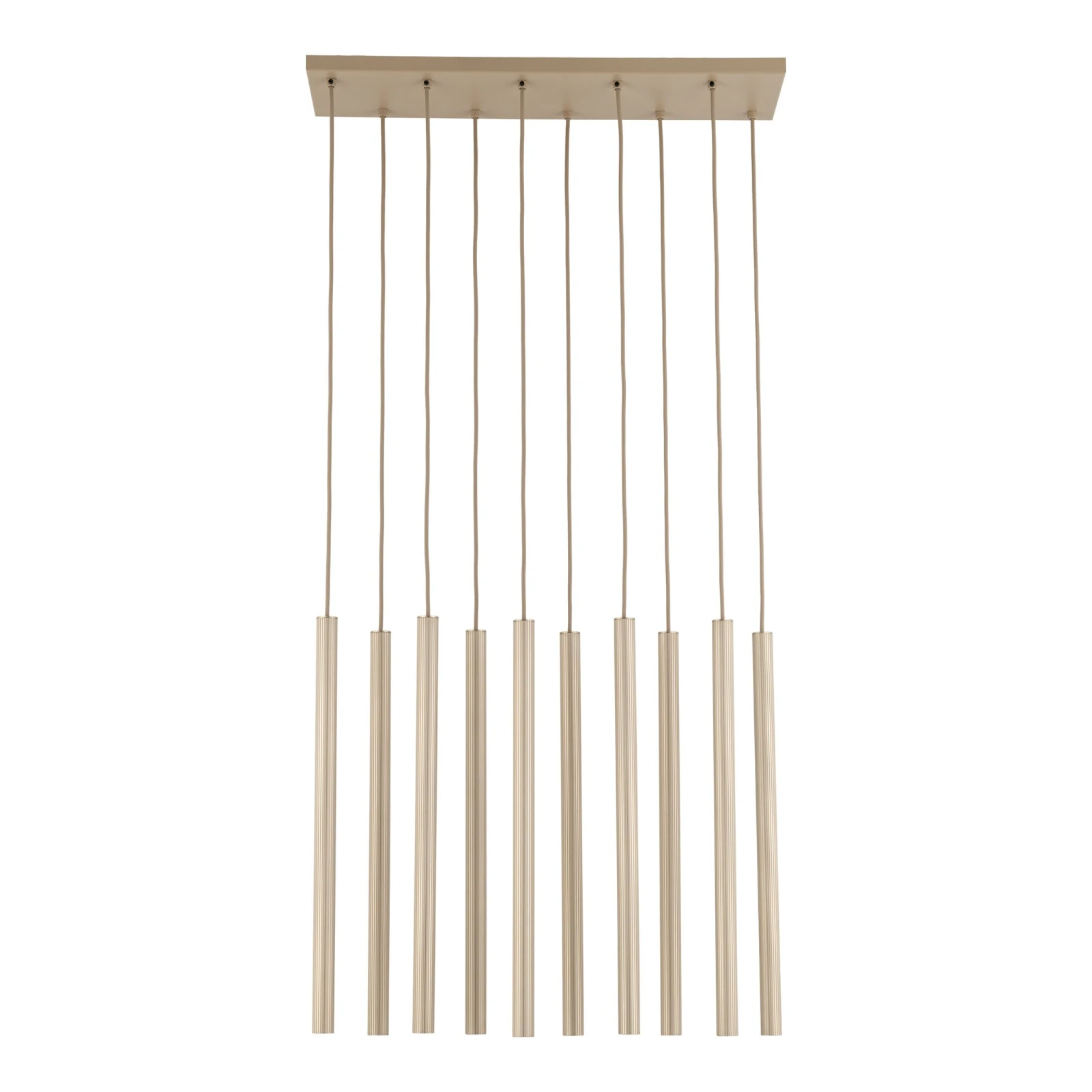 Pendant light 10xG9 – linear, champagne, ribbed
