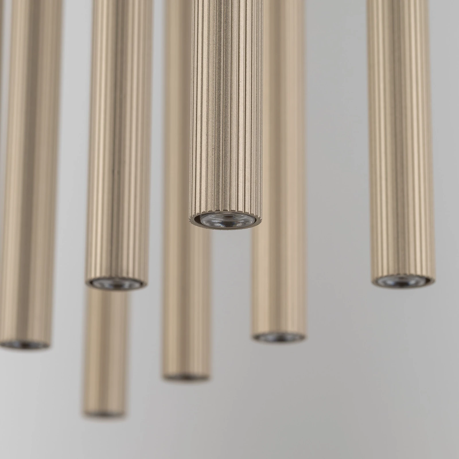 Pendant light 10xG9 – linear, champagne, ribbed