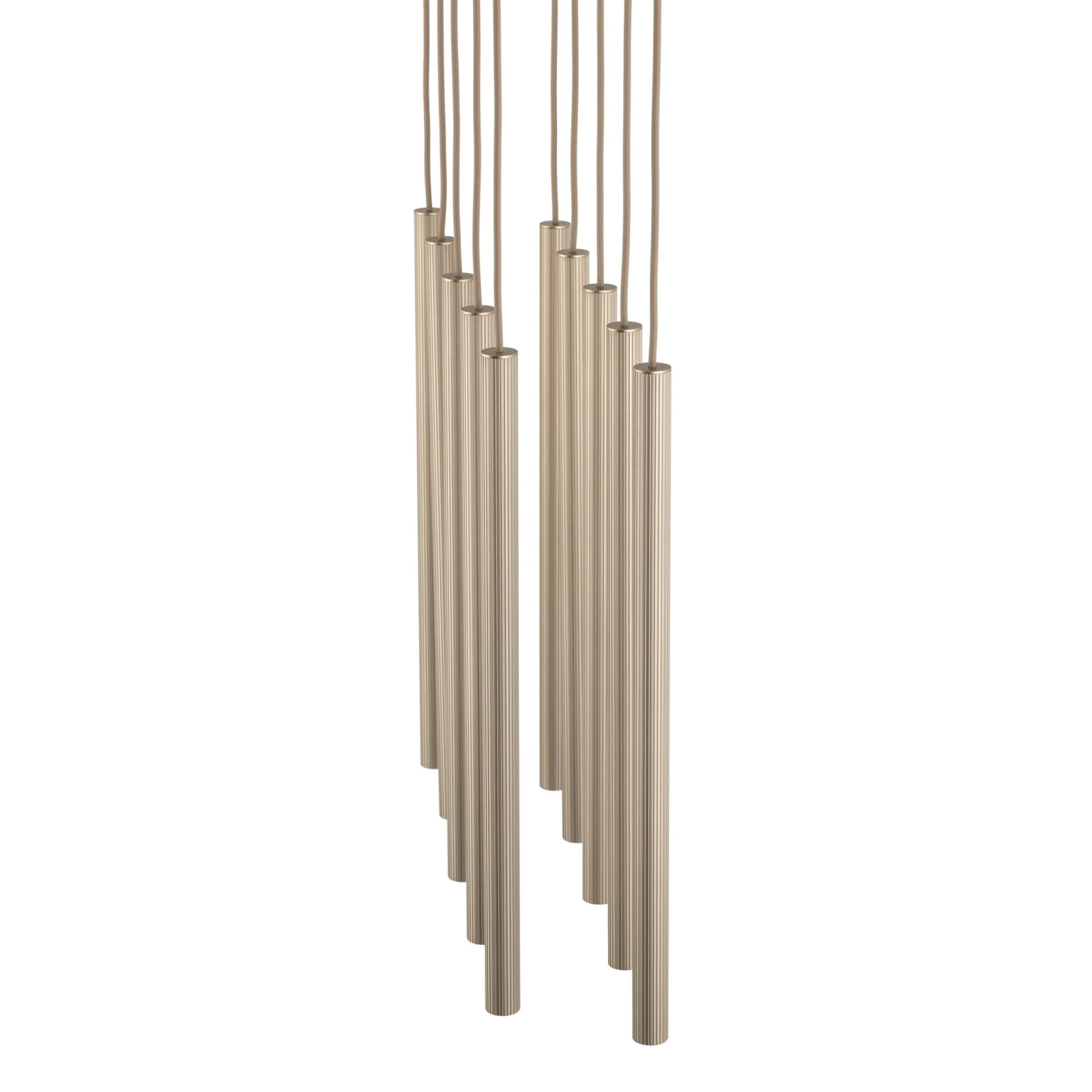 Pendant light 10xG9 – linear, champagne, ribbed