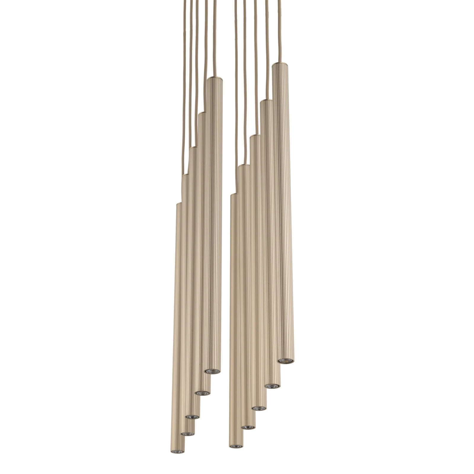 Pendant light 10xG9 – linear, champagne, ribbed