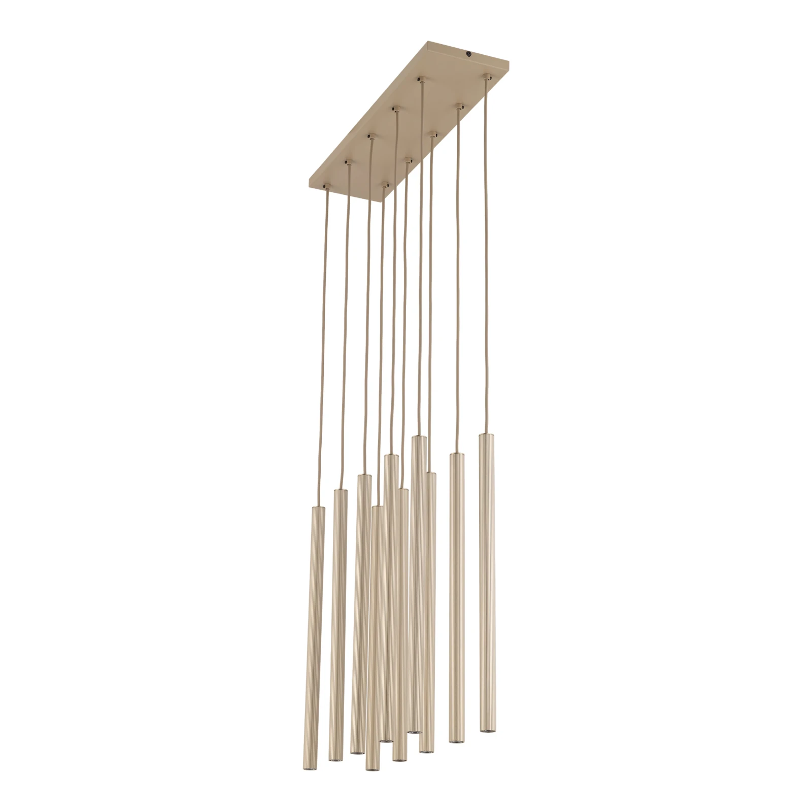 Pendant light 10xG9 – linear, champagne, ribbed