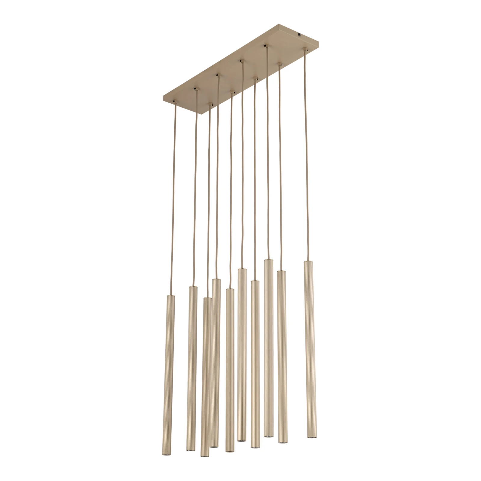 Pendant light 10xG9 – linear, champagne, ribbed