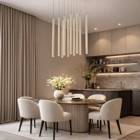 Pendant light 10xG9 – linear, champagne, ribbed - Image 1