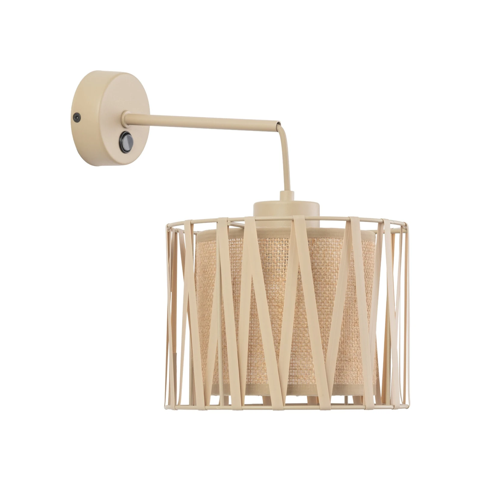 Wall light 1xE27 – cylindrical, beige, with switch