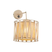 Wall light 1xE27 – cylindrical, beige, with switch - Image 5