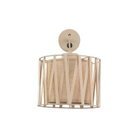 Wall light 1xE27 – cylindrical, beige, with switch - Image 8