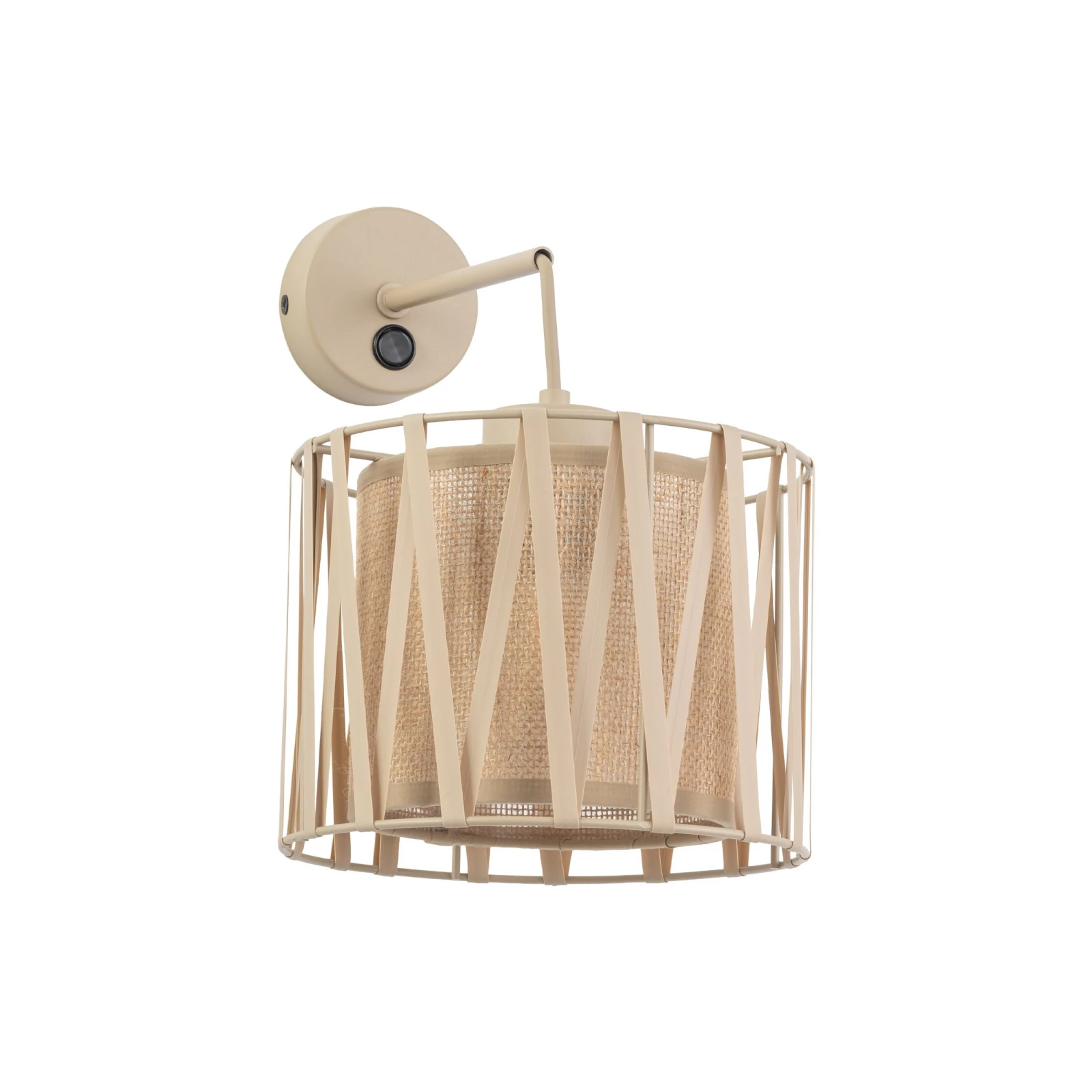 Wall light 1xE27 – cylindrical, beige, with switch