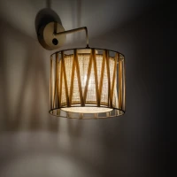 Wall light 1xE27 – cylindrical, beige, with switch - Image 1