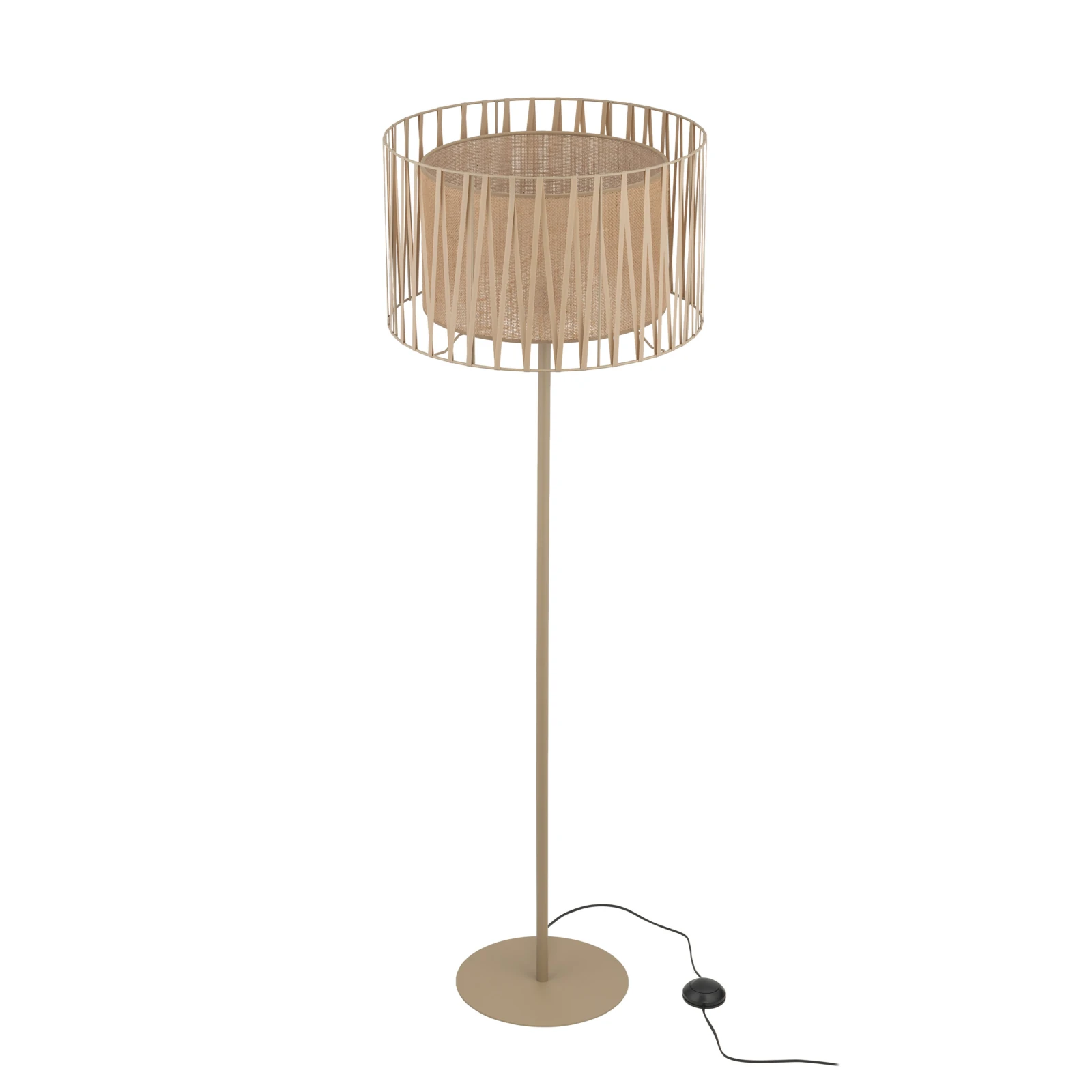 Floor lamp 1xE27 – cylindrical, beige, warm jute-lined shade