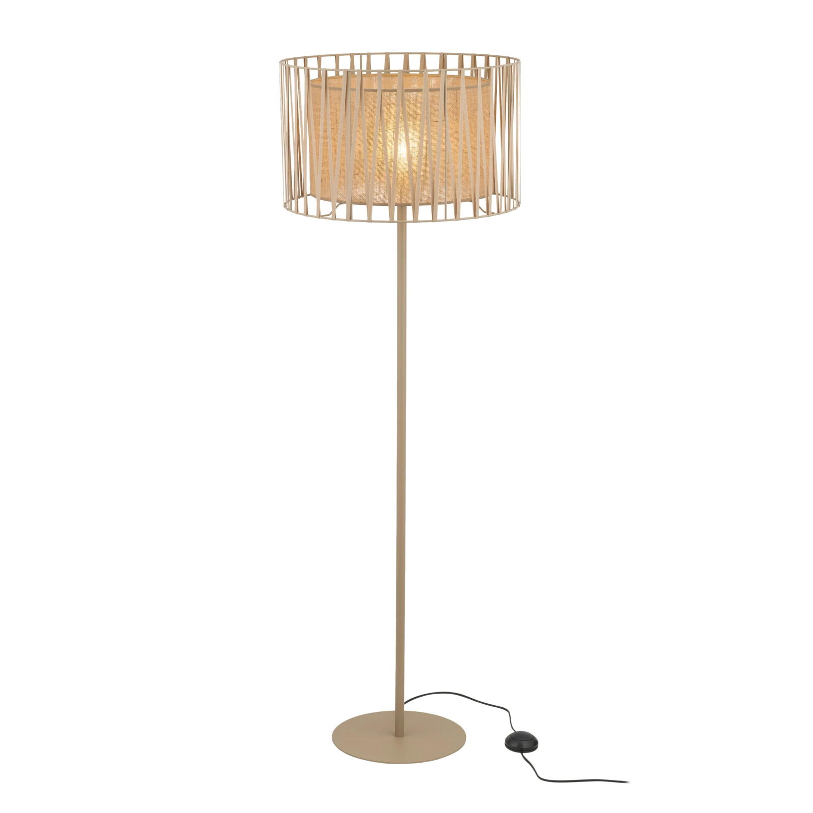 Floor lamp 1xE27 – cylindrical, beige, warm jute-lined shade