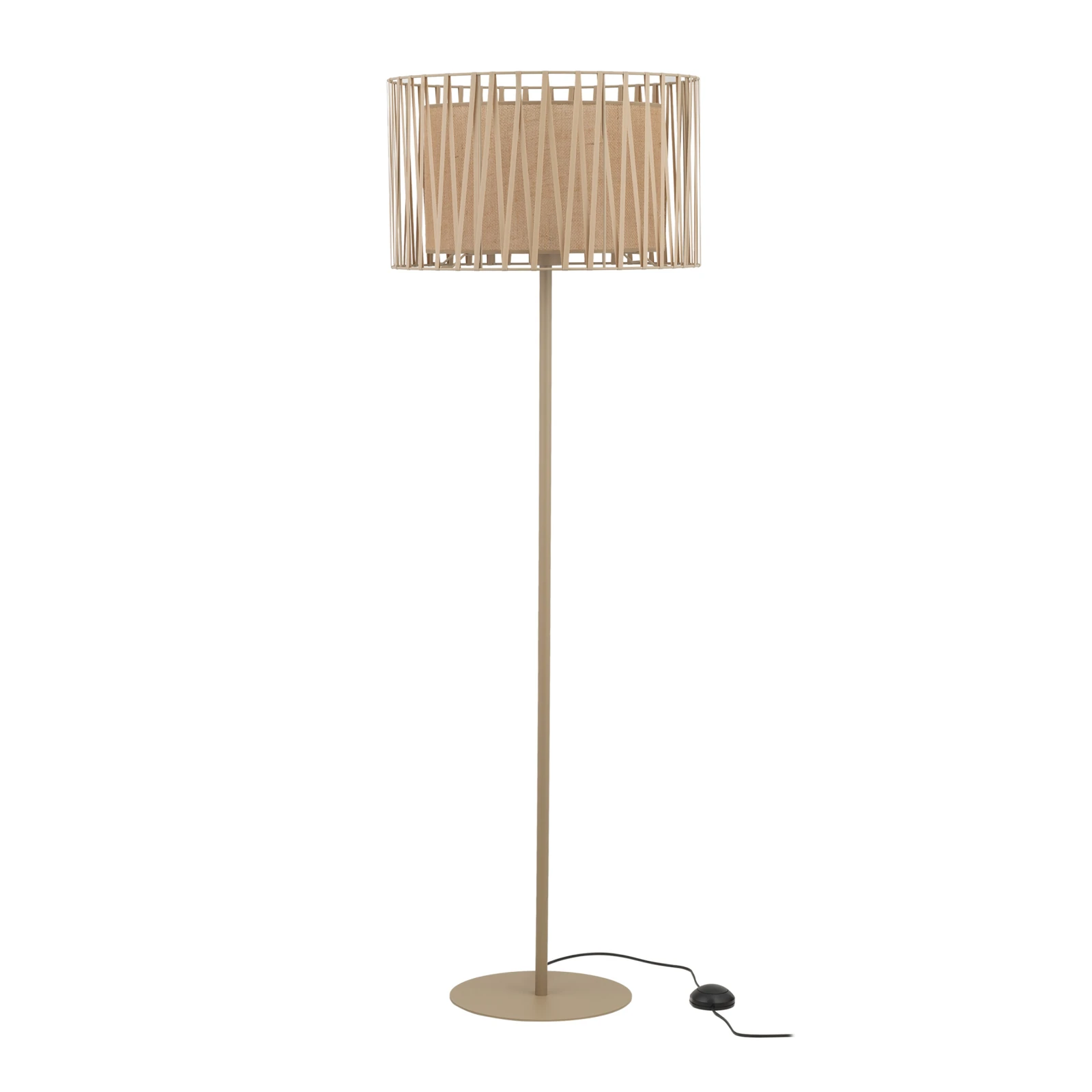 Floor lamp 1xE27 – cylindrical, beige, warm jute-lined shade