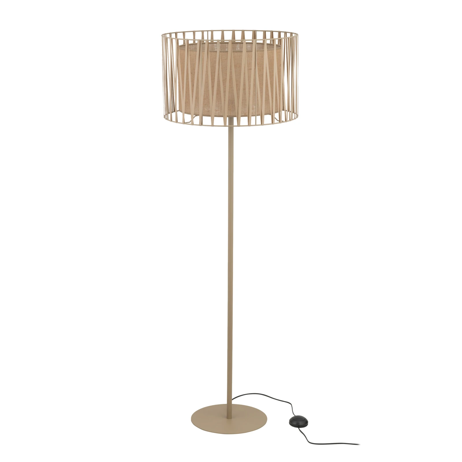 Floor lamp 1xE27 – cylindrical, beige, warm jute-lined shade