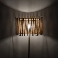 Floor lamp 1xE27 – cylindrical, beige, warm jute-lined shade - Image 1