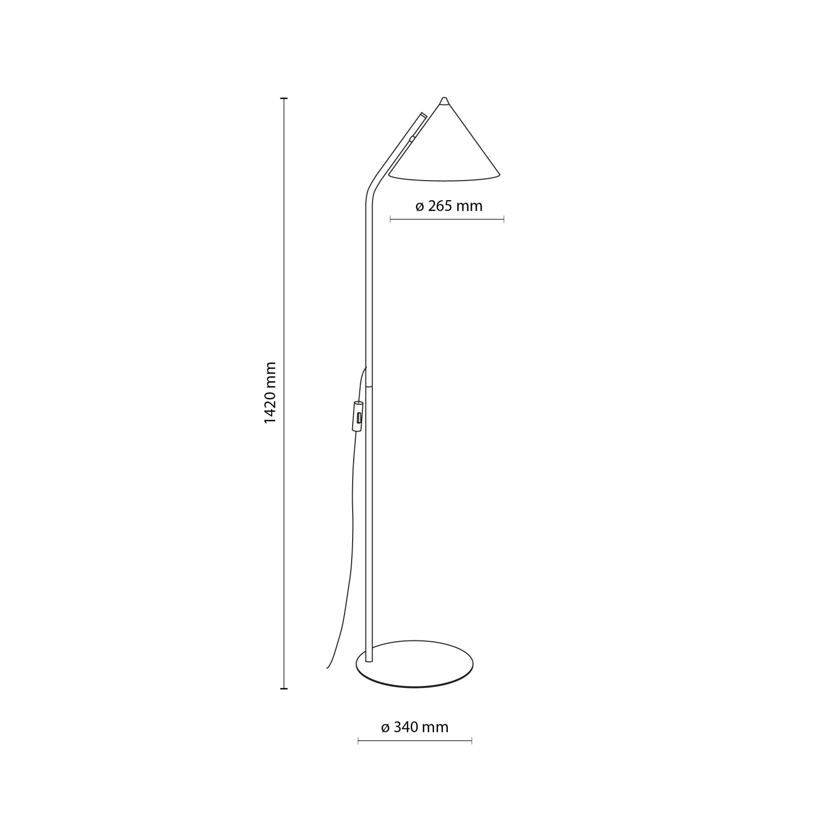 CONO 10 W floor lamp – conical shade, beige, E27 socket