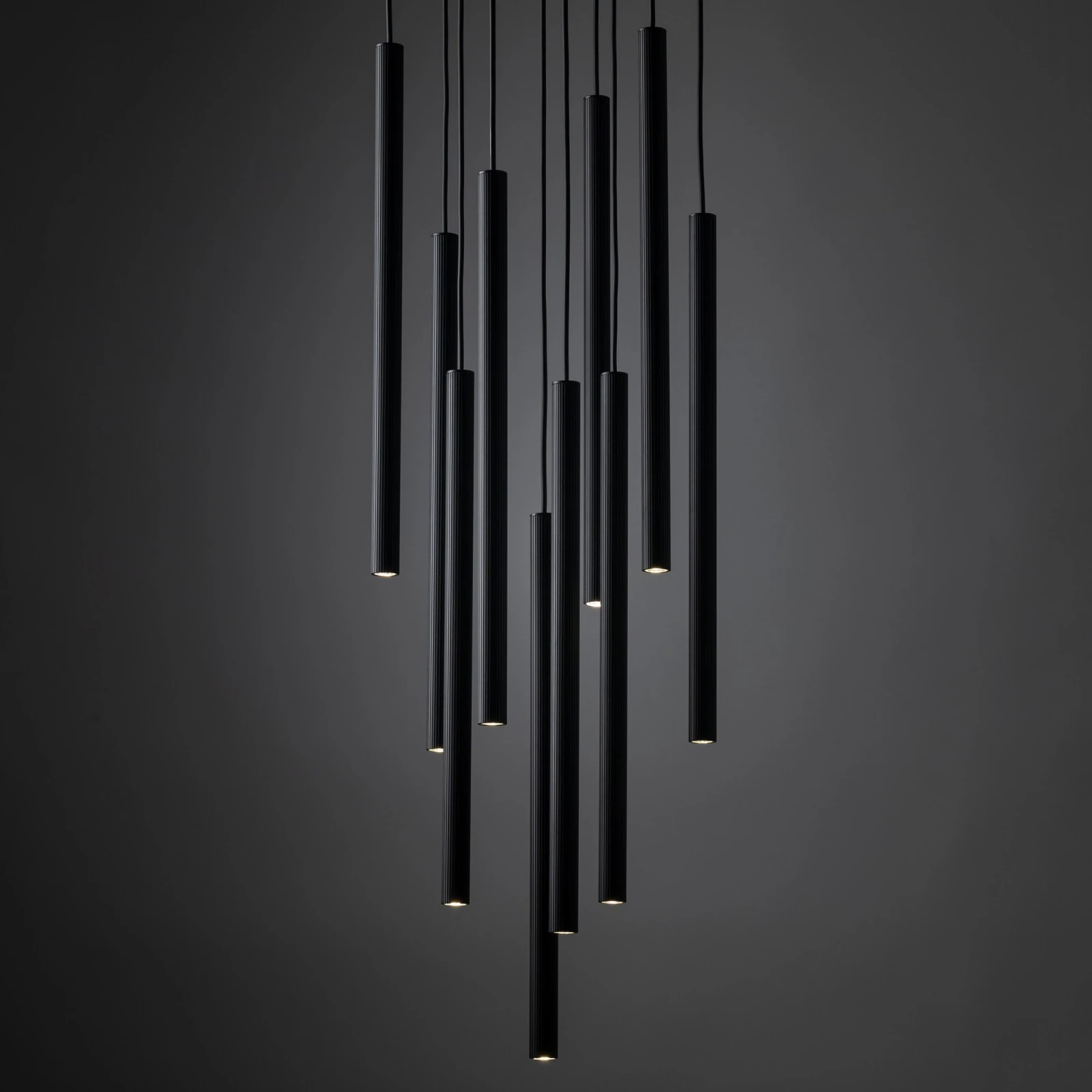 FERRO 80 W pendant light – round, black, 10 G9 points