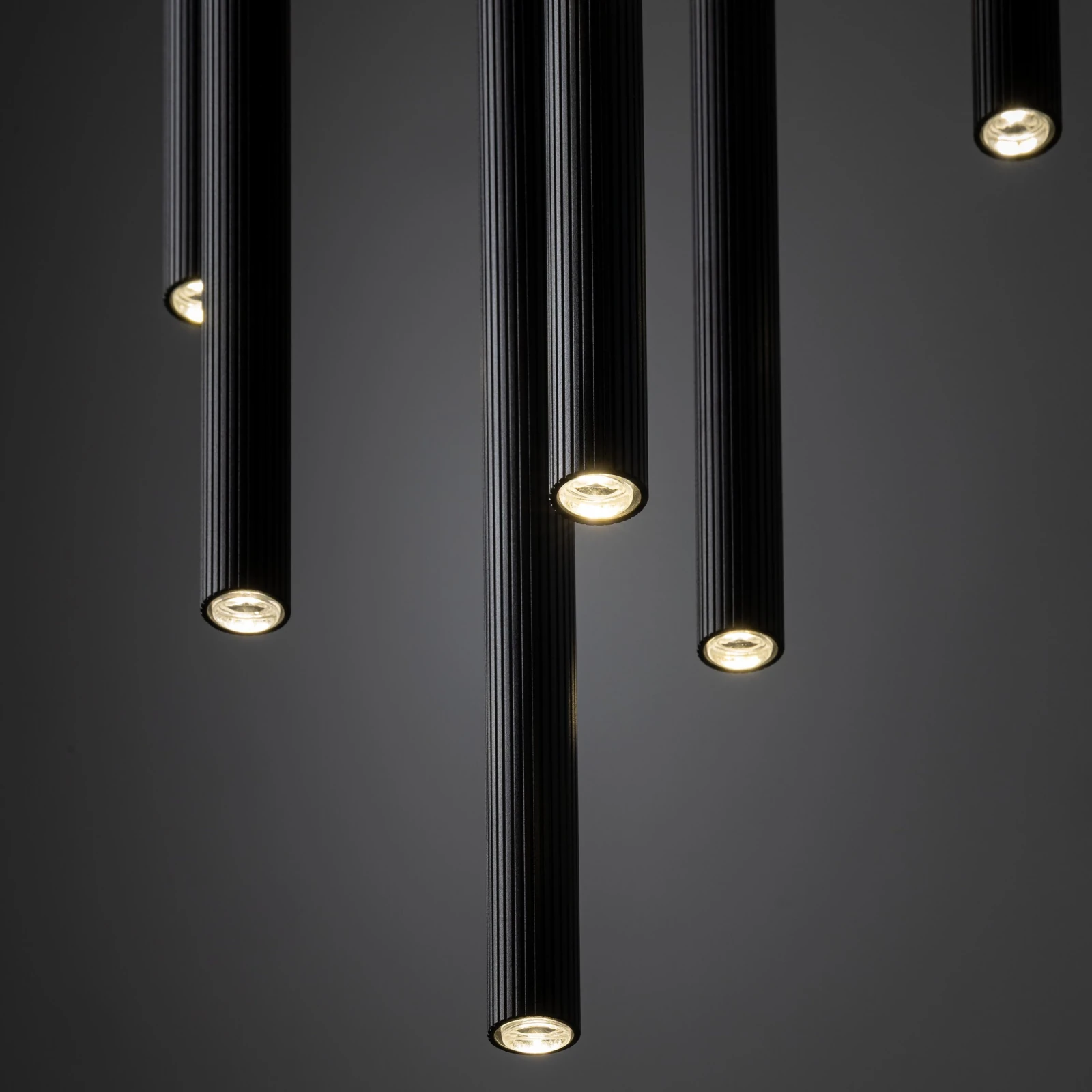 FERRO 80 W pendant light – round, black, 10 G9 points