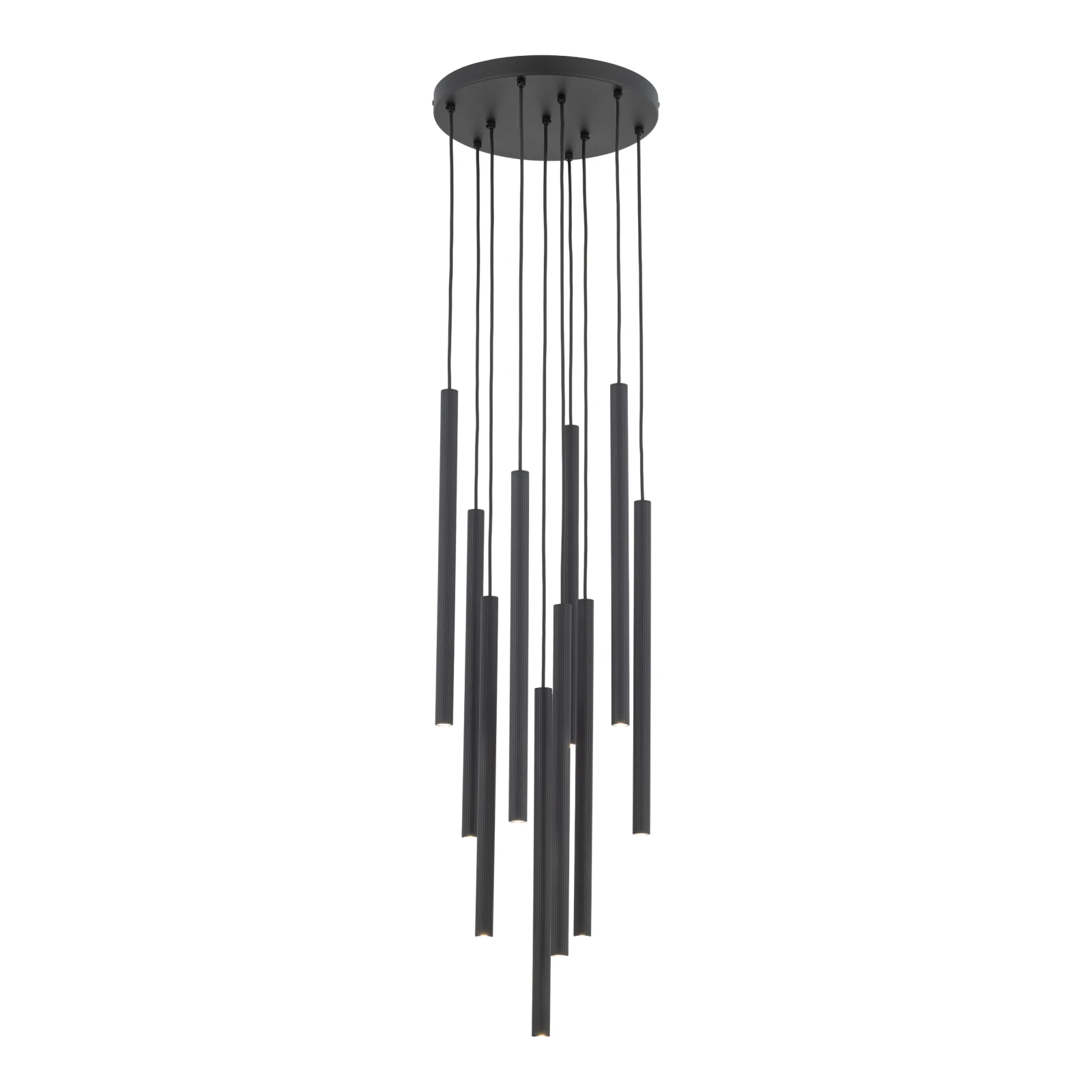 FERRO 80 W pendant light – round, black, 10 G9 points