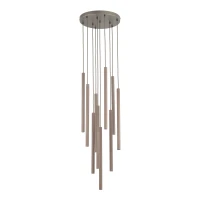 Pendant light 10xG9 – round, brown, ribbed tube design - Image 1