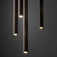 Pendant light 10xG9 – round, brown, ribbed tube design - Image 3