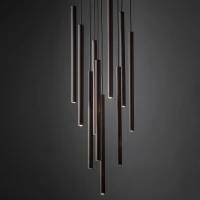 Pendant light 10xG9 – round, brown, ribbed tube design - Image 2