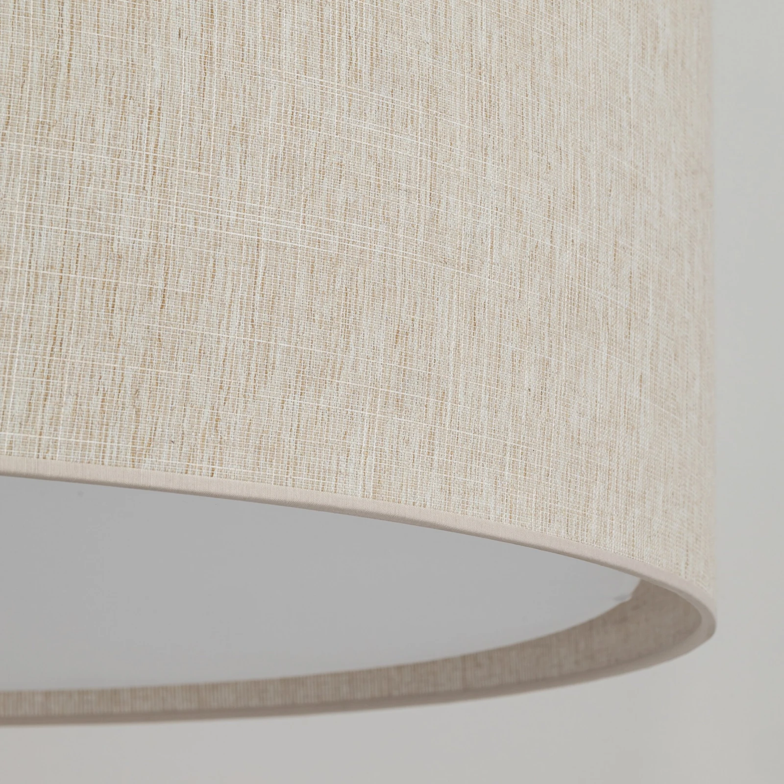 Pendant light 3xE27 – cylindrical, linen tone, diffuser