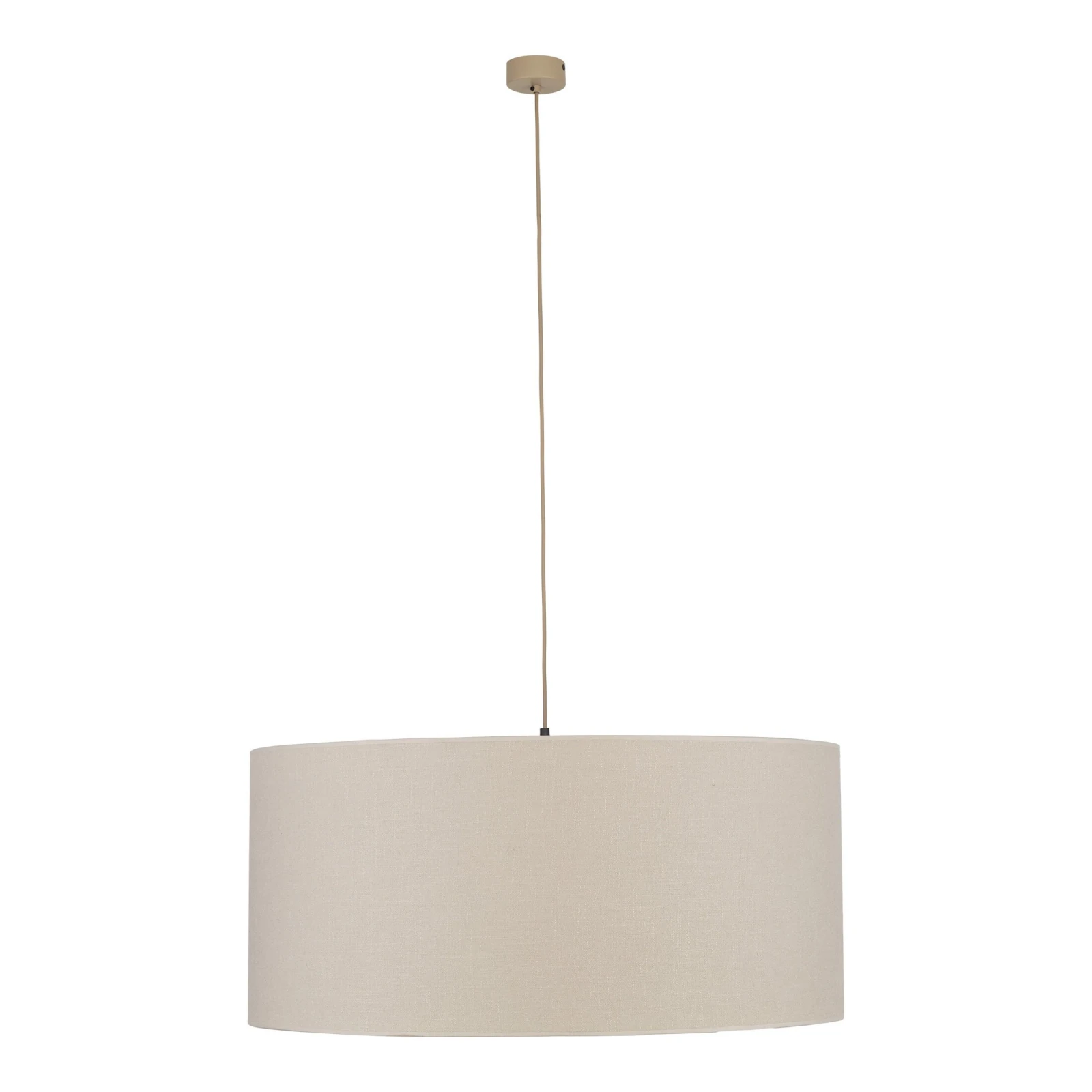 Pendant light 3xE27 – cylindrical, linen tone, diffuser