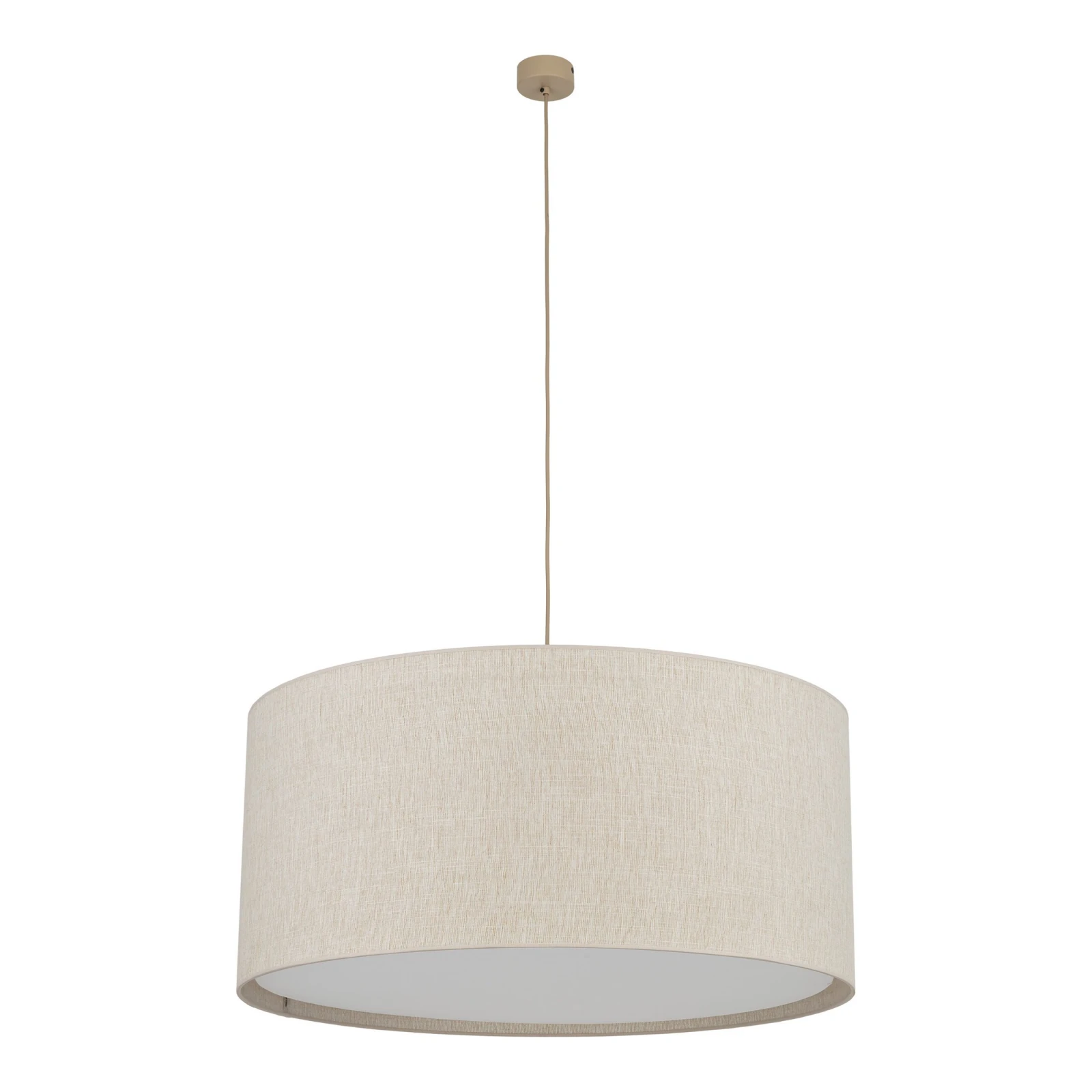 Pendant light 3xE27 – cylindrical, beige, fabric shade