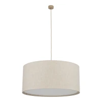 Pendant light 3xE27 – cylindrical, beige, fabric shade - Image 1