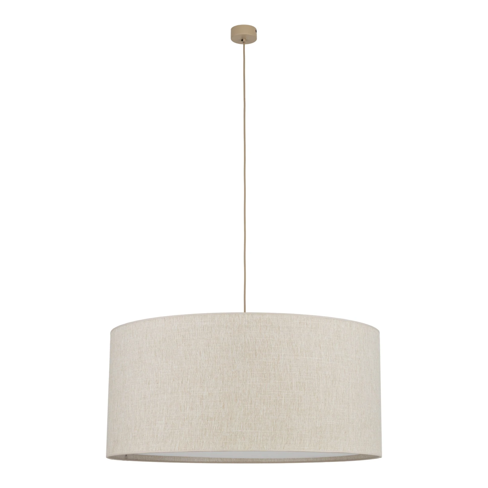 Pendant light 3xE27 – cylindrical, beige, fabric shade