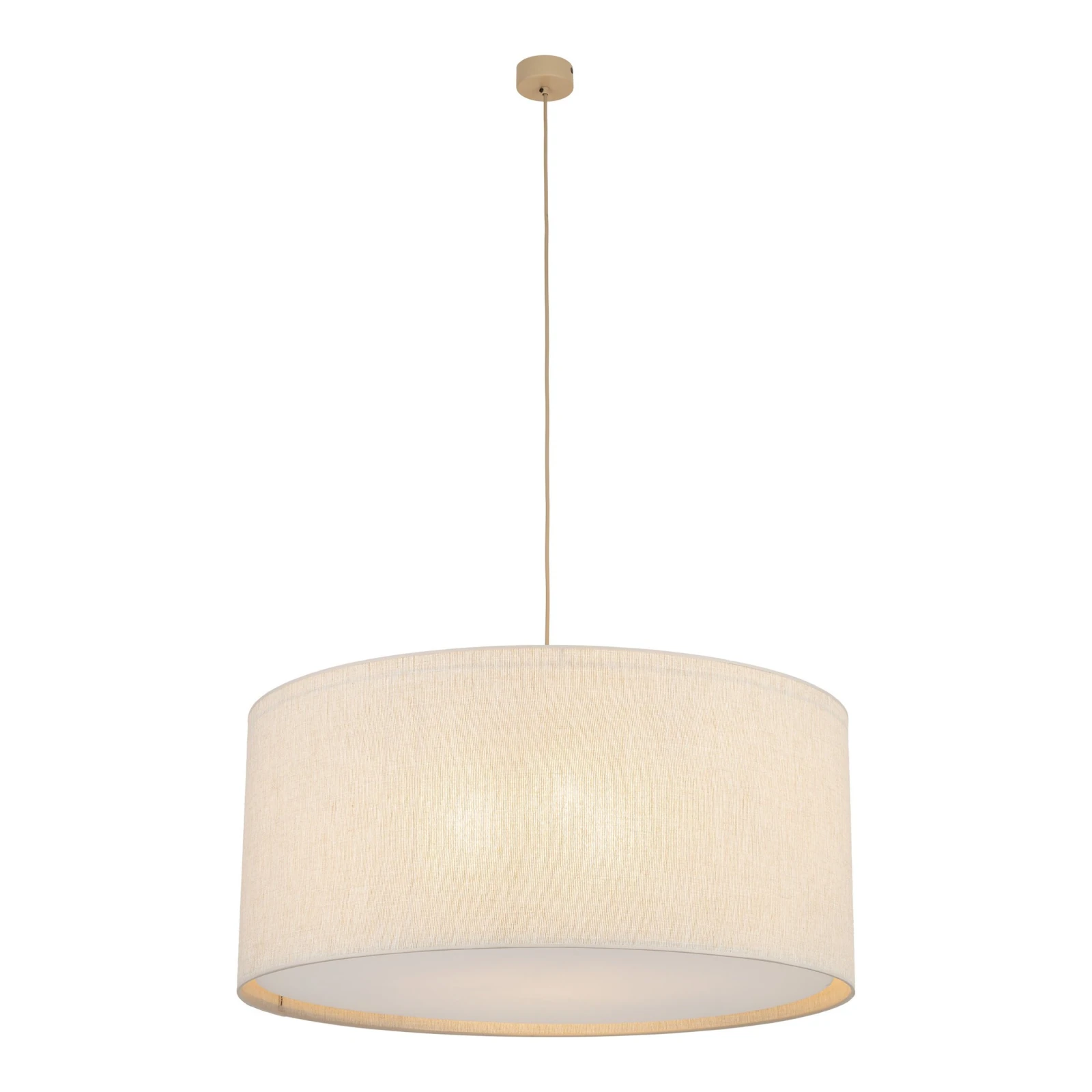 Pendant light 3xE27 – cylindrical, beige, fabric shade