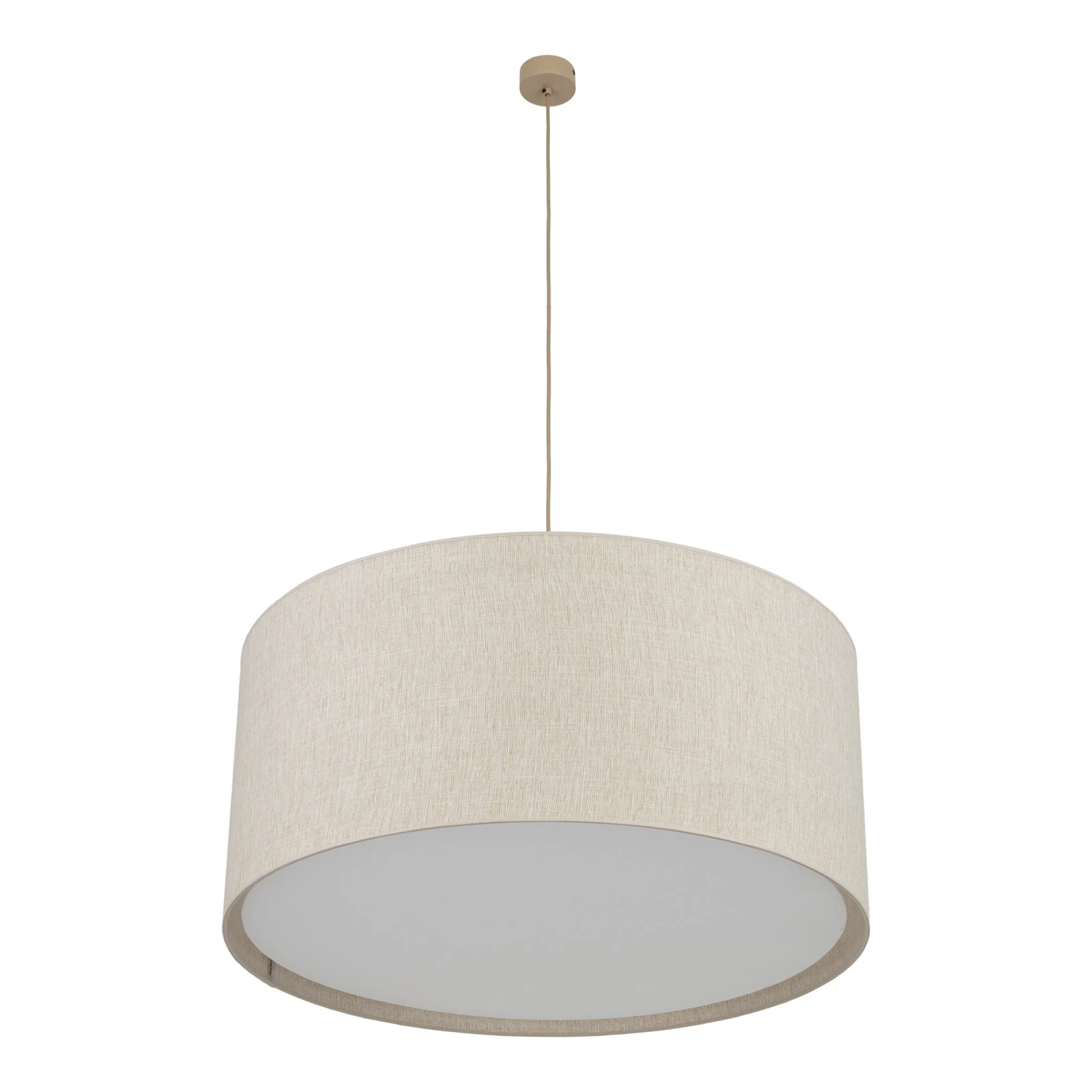 Pendant light 3xE27 – cylindrical, beige, fabric shade