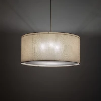 Pendant light 3xE27 – cylindrical, beige, fabric shade - Image 2