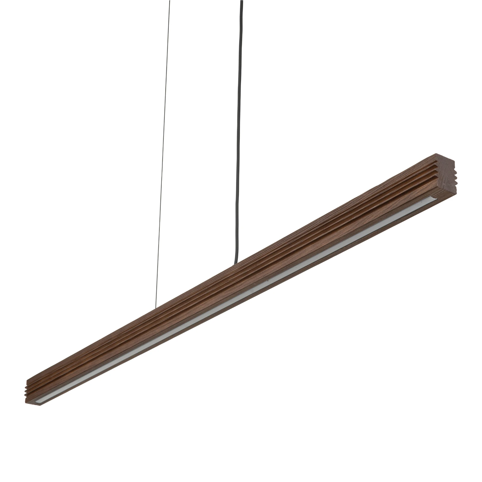 Pendant LED light 24 W – linear, walnut wood finish