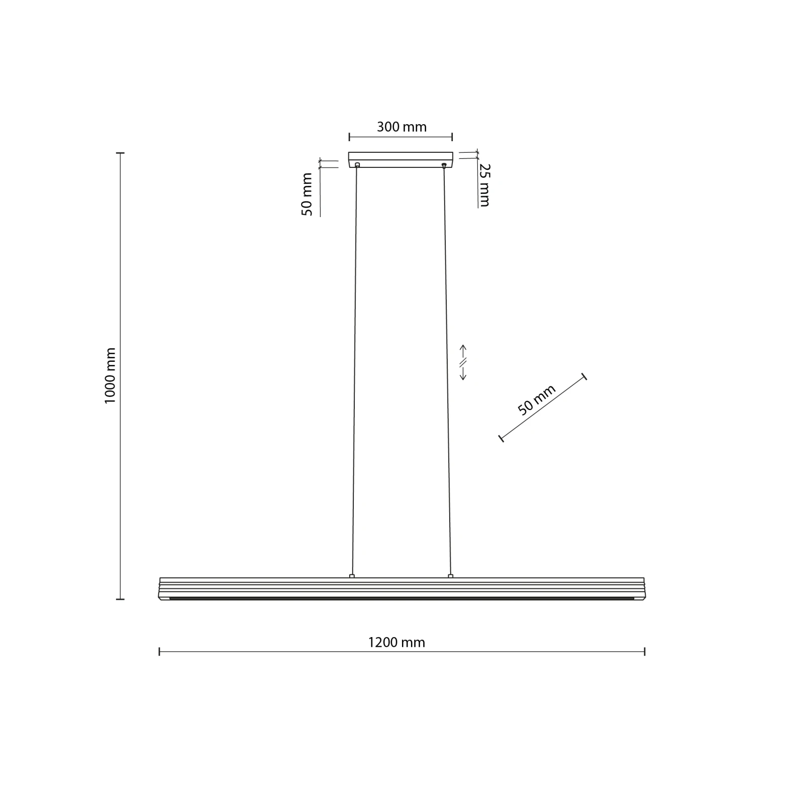 Pendant LED light 24 W – linear, walnut wood finish