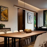 Pendant LED light 24 W – linear, walnut wood finish - Image 1