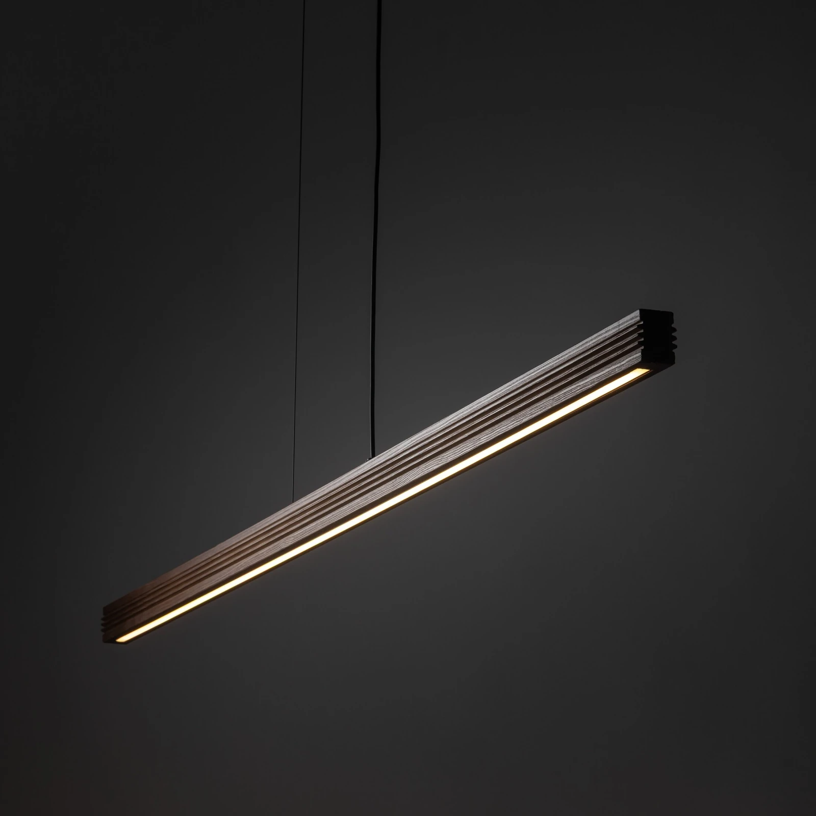 Pendant LED light 24 W – linear, walnut finish, 1800 lm