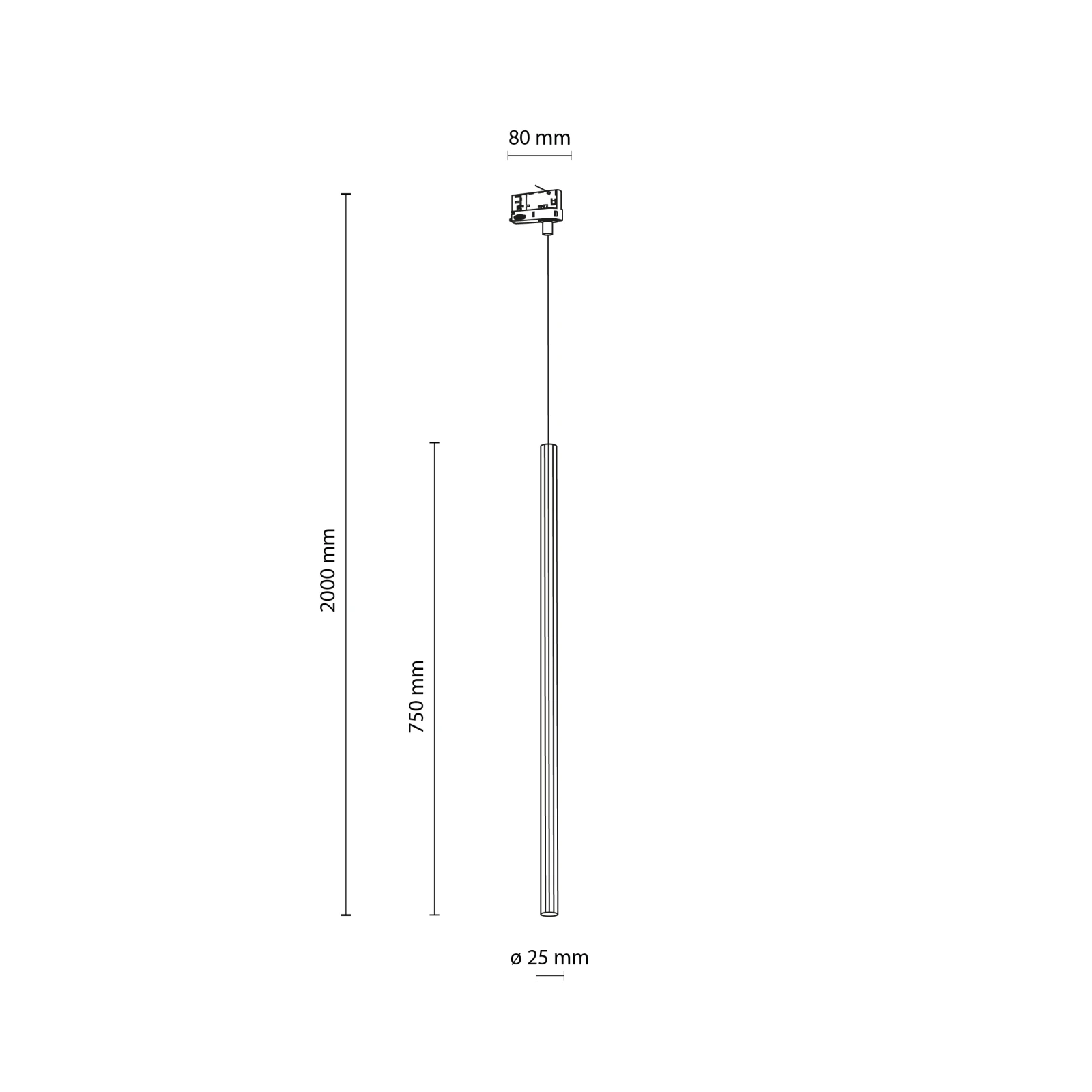 Track light 8 W – FERRO, white, longer drop